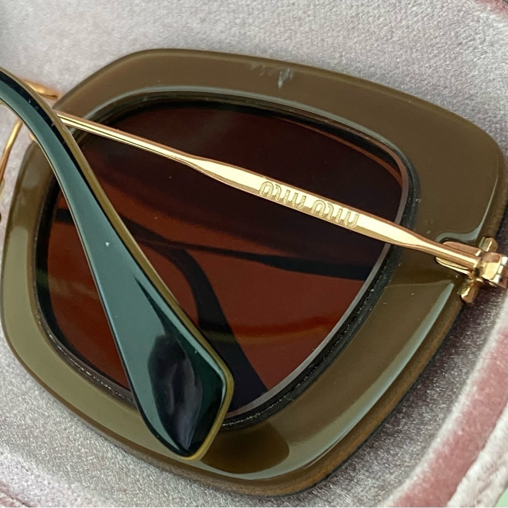 MIU MIU SMU07O KAY-0A7 Retro Sunglasses Black/ Gold - Picture 9 of 16
